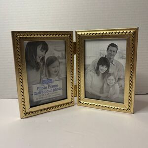 Special Moments Elegant Gold Tone Double Glass Pane Photo Frame 3.5 x 5 Pictures